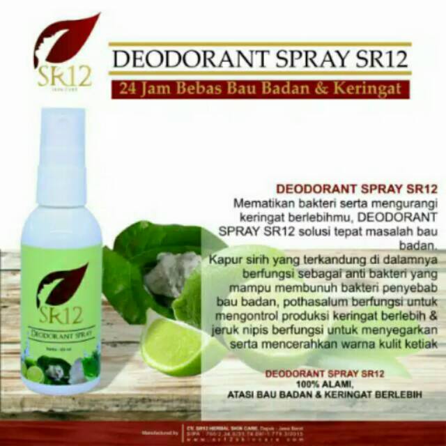 Terlaris  100 % Herbal /Deodoran Spray SR12/Anti Bau Badan/Deodoran Herbal/Deodoran Anak