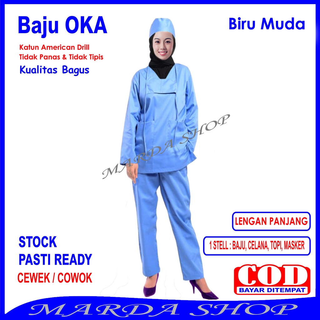 Baju OKA/Baju Scrub/Baju Perawat, Pria Wanita Lengan Panjang