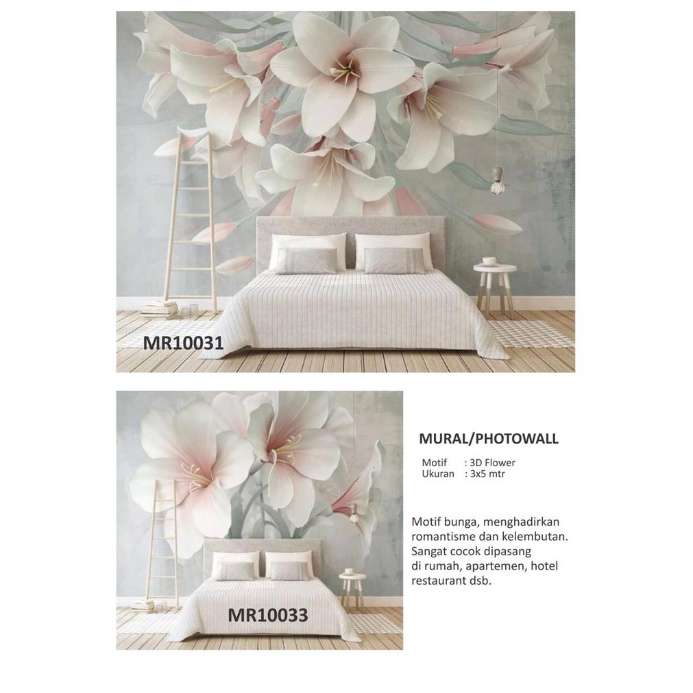 PHOTOWALL MURAL DINDING 3D WALLPAPER MURAL BUNGA SEPATU PUTIH NATURAL