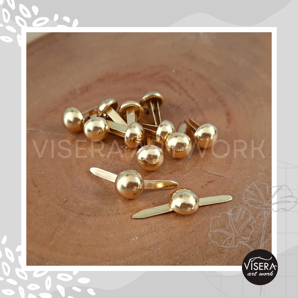 Gold, Vintage Gold, Silver Small Round Decorative Spike Brad 12pcs Stud Pin Metal Brad Pin Brad Spik