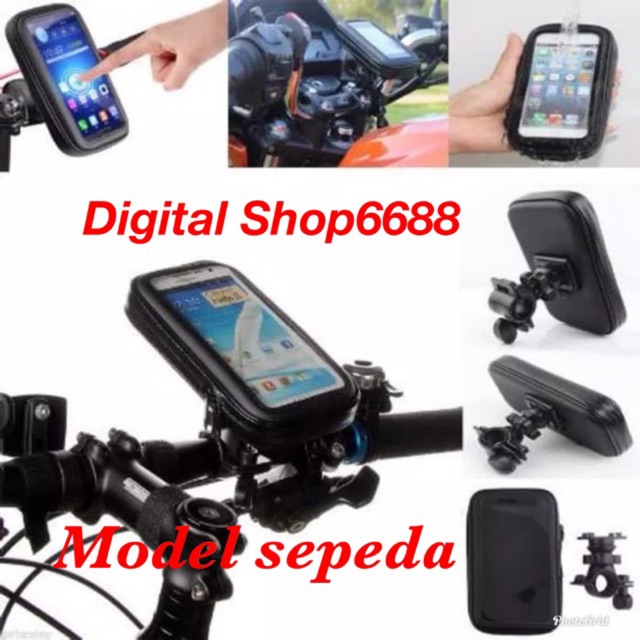 holder motor &amp; sepeda /breaket/tempat dudukan handphone buat di spion motor waterfroop /anti air