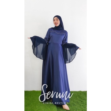 SERUNI GAUN lengan terompet ceruty variasi payet mewah / baju pesta remaja / prewedding / wisuda / gamis kondangan / couple / tersedia ukuran kecil hingga jumbo