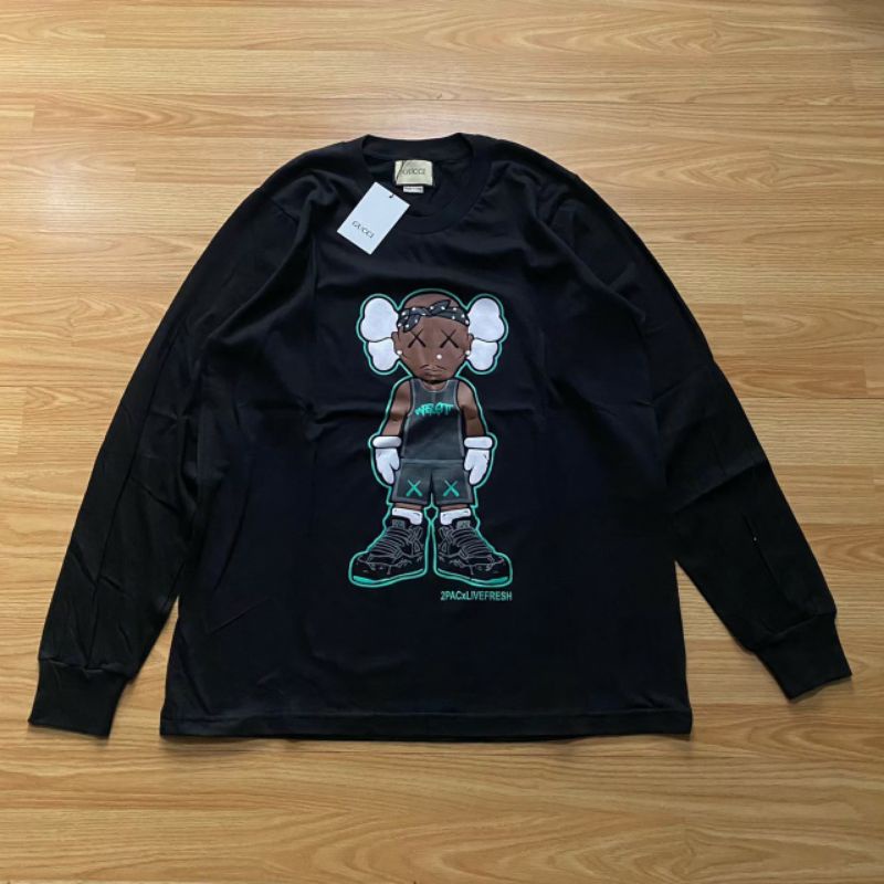 BAJU KAOS PRIA LENGAN PANJANG GUCCI KAWS. COTTON PREMIUM IMPORT FULL HASTAG