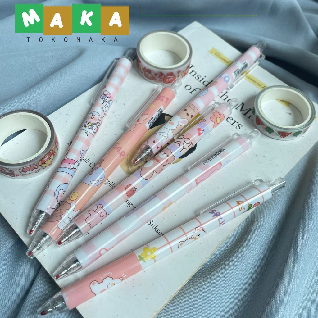 

pulpen pen cetek mekanik motif beruang teddy bear pena lucu alat tulis kantor perlengkapan sekolah unik import murah