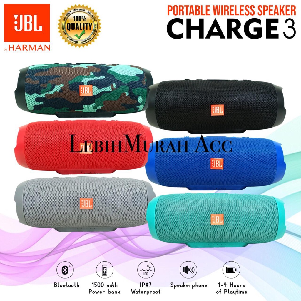 Speaker Bluetooth JBL Charge 3+ Wireless Portabel Speaker Aktif Super Bass CHARGE3 LARGE JUMBO High Quality OEM