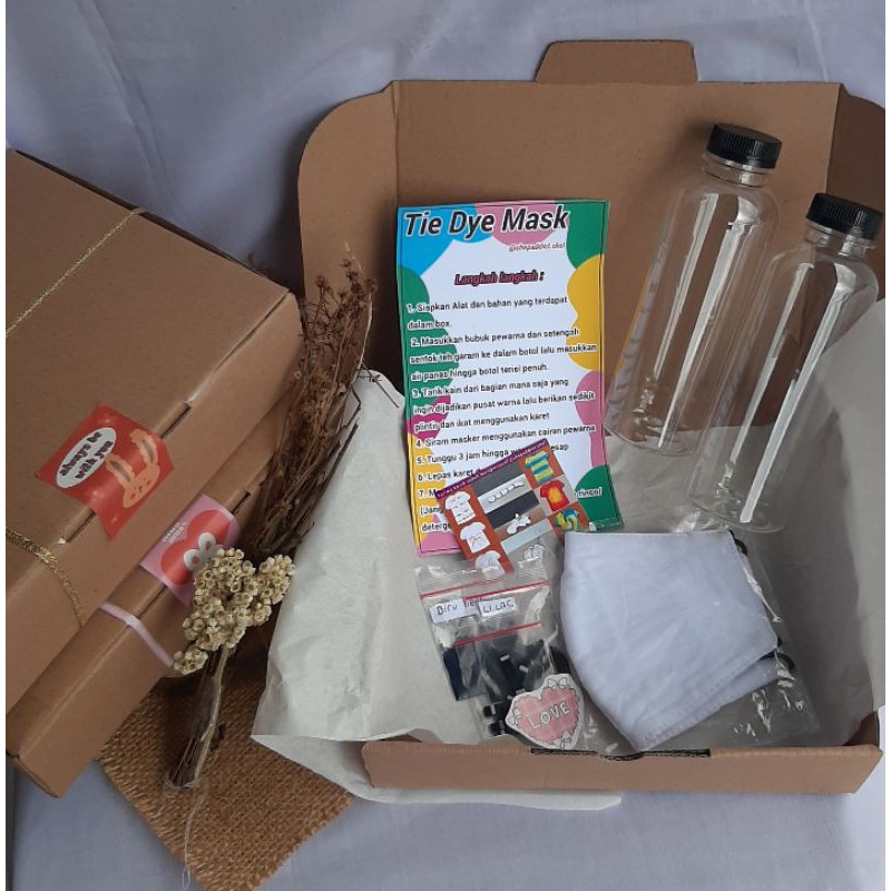 PROMO paket tie dye kit anak/ masker tie dye kit dewasa/masker tie dye hampers tie dye 3 ply/lapis