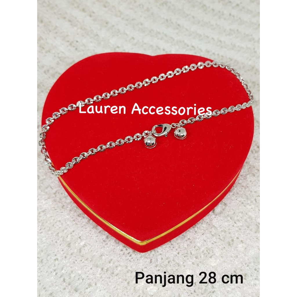 Gelang Kaki Dewasa Model Rante Rantai Motif Perhiasan Imitasi Lapis Emas Putih GK 6212