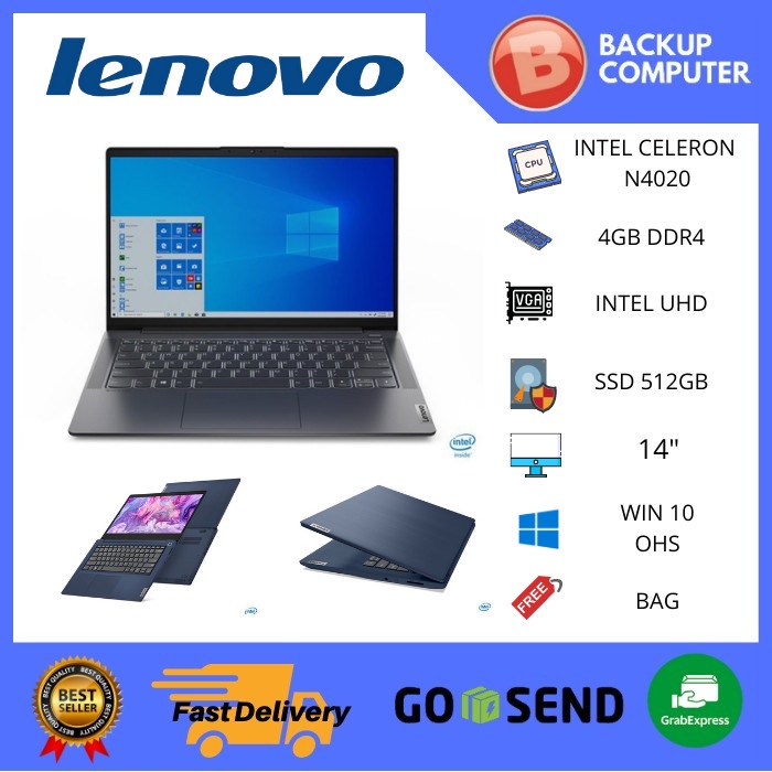 LENOVO IDEAPAD SLIM 3i 14 N4020 4GB 512SSD W10+OHS 14FHD GRY -4NID