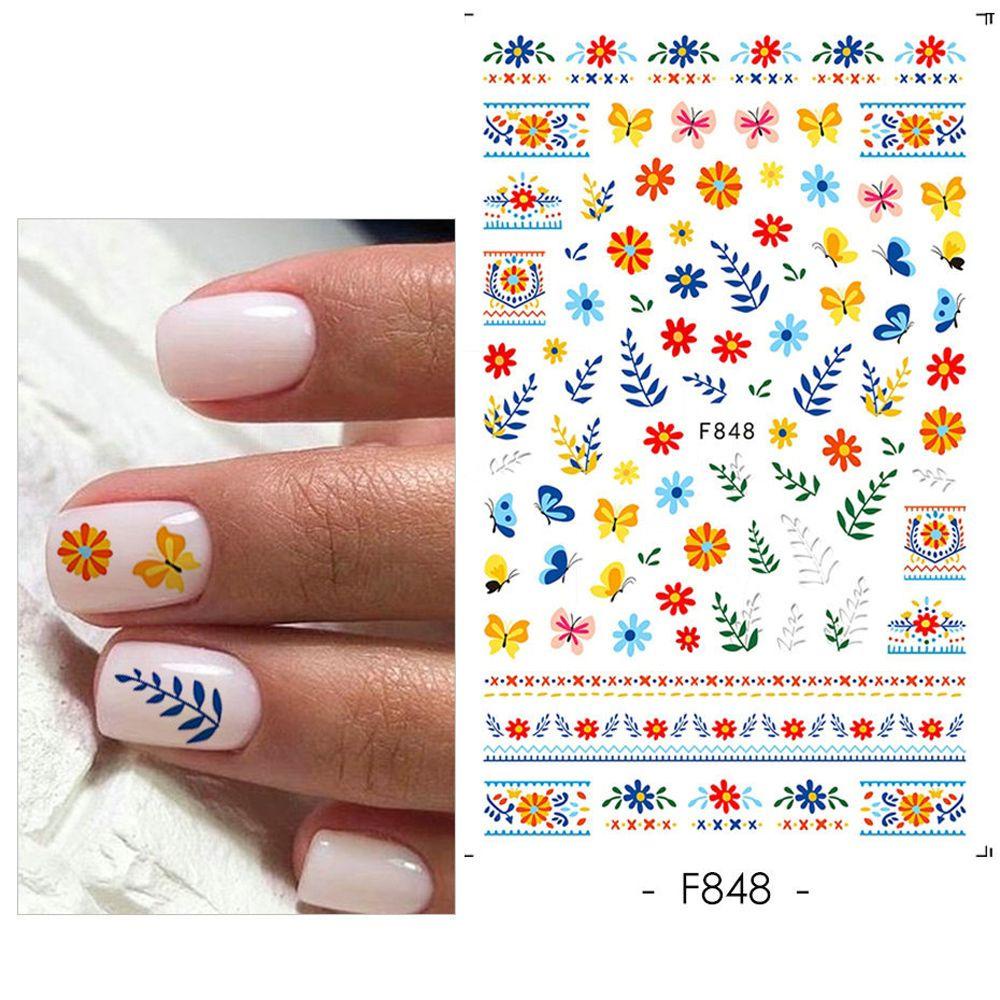 AUGUSTINA Agustin 3D Stiker Nail Art Elegan Fashion Bunga Wanita Dekorasi Nail Art Mawar Daisy Valentines DIY Manicure Accesorios