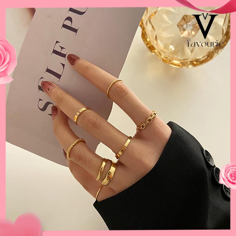 [COD]Cincin Set Perhiasan Cincin Pelajar Wanita Tidak Luntur Warna Ekor Cincin Hip Hop Jari Telunjuk Cincin-FA