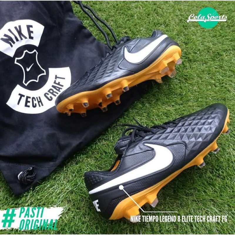 Nike Tiempo Legend 8 Elite FG Black Pro Gold CV3141017 Tech Craft Leather Sepatu Bola Original BNIB