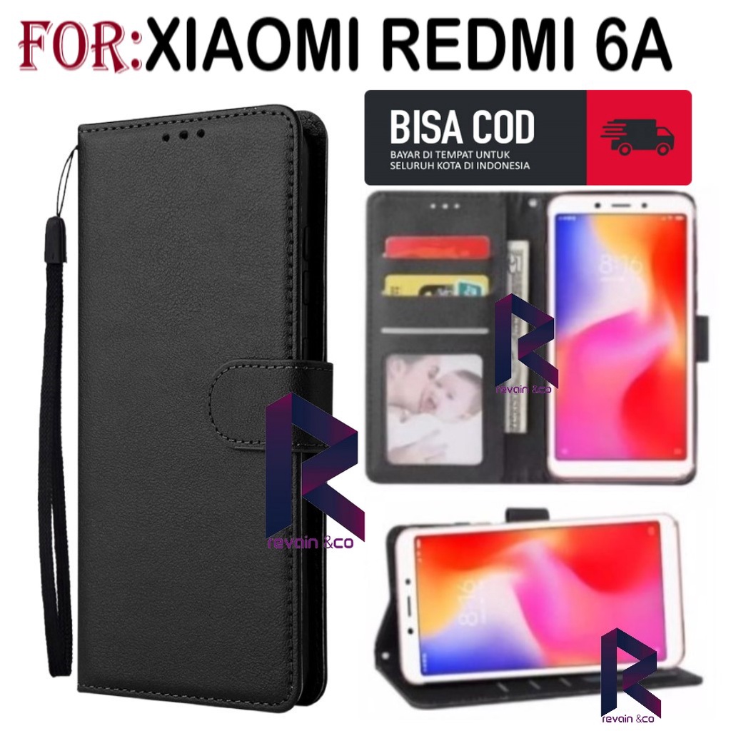 CASE XIAOMI REDMI 6A FLIP WALLET LEATHER KULIT PREMIUM SARUNG BUKA TUTUP KESING HP FLIP CASE REDMI 6A