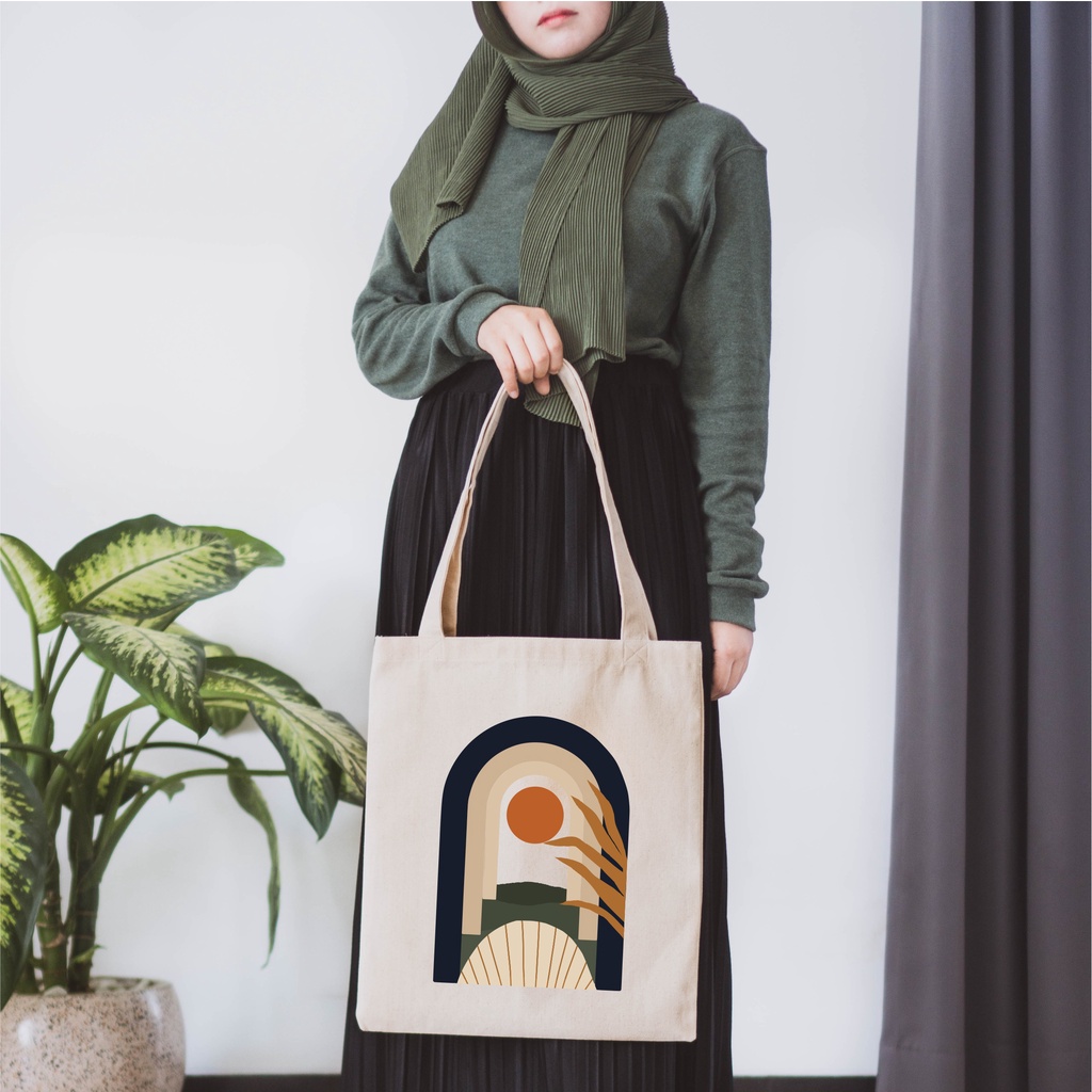 Sevine Tote Bag Kanvas Tas Fashion Totebag Wanita DTF Printing Nordic Aesthetic Series - KNP4