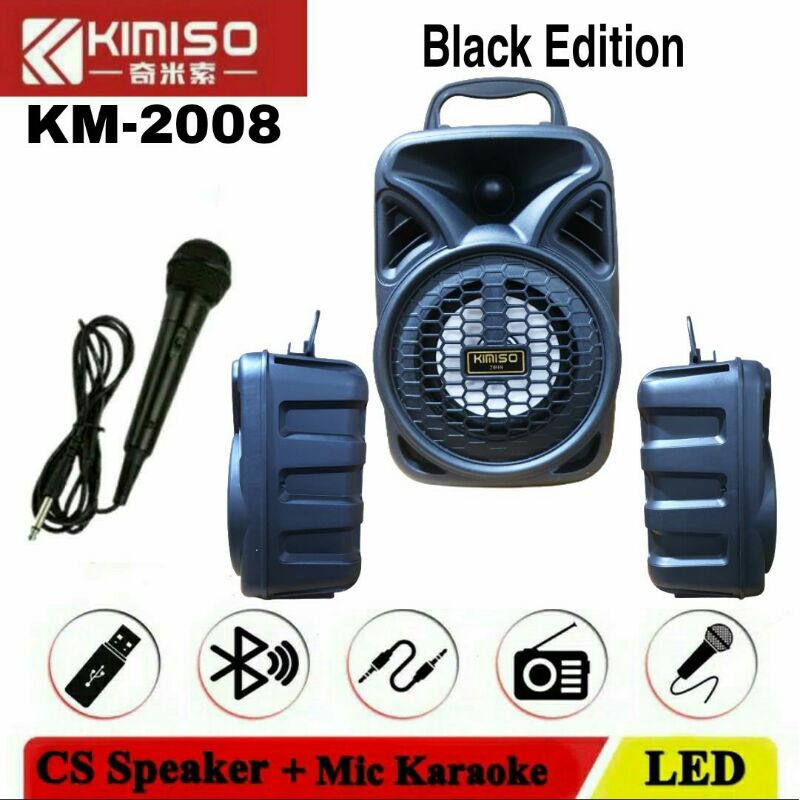 KIMISO KM 2008 Speaker Bluetooth LED Karaoke KM-2008 Portable Wireless + Microphone