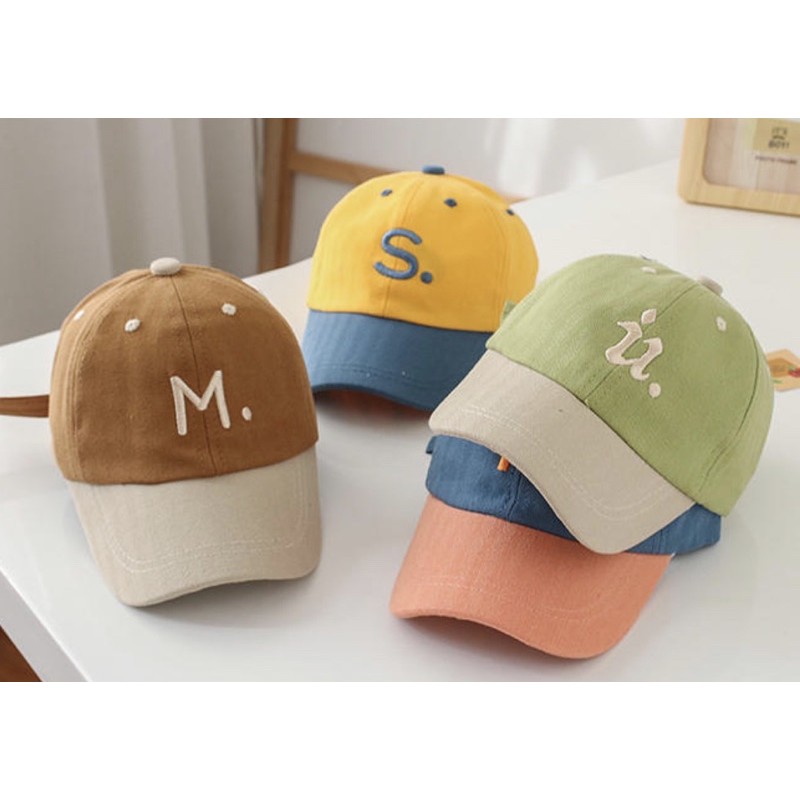 Topi Baseball Bayi Balita Alphabet Inisial Import / Toddler Hat TIDAK BISA CUSTOM