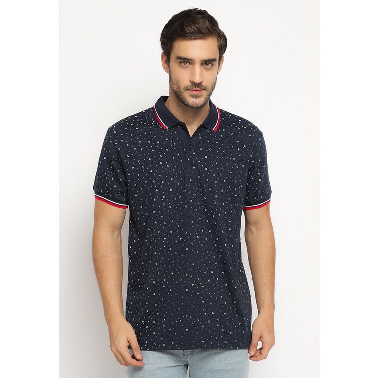 Kaos Polo Pria Poshboy Original Pesaro poloshirt print katun navy