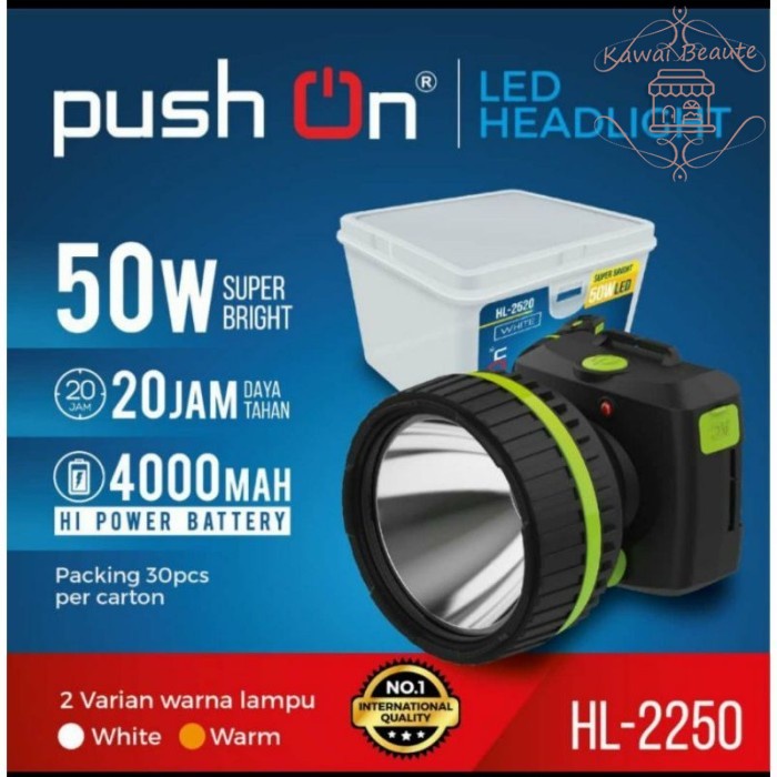 Senter Kepala PUSH ON 50 Watt HL-2250 Putih