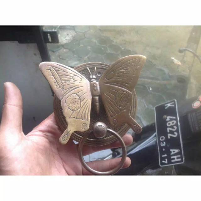 Door Knocker / Ketukan Pintu Rumah Pagar Kuningan Antik Murah Motif Kupu-kupu