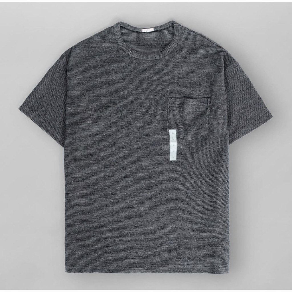Kaos Baju Gu by Uniqlo Oversized pocket Tee Dark Grey Textured