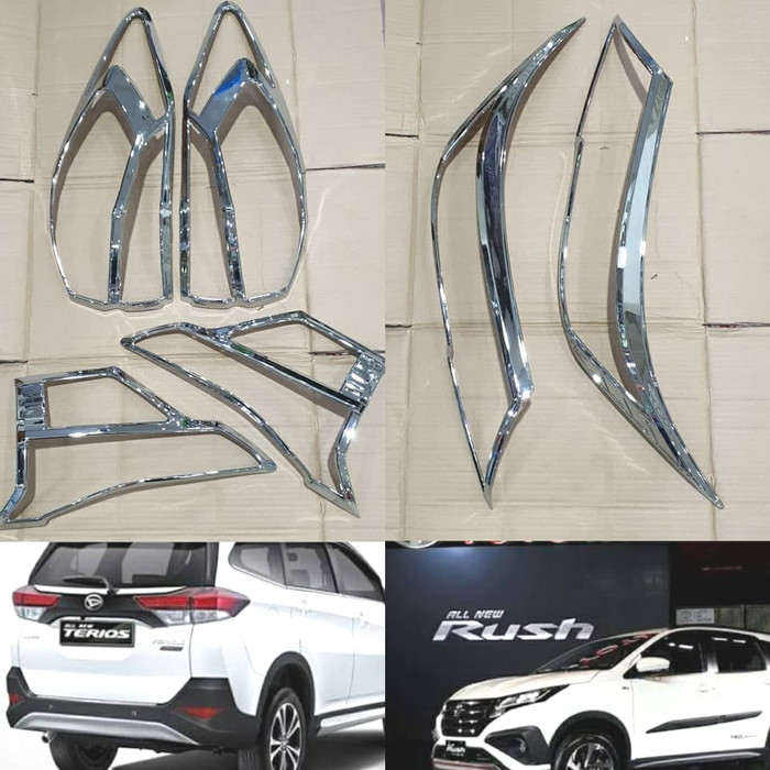 Paket garnish garnis lampu depan + belakang  All new Rush / Terios 2018 sd 2022 2019 2020 2021 CROME chrome