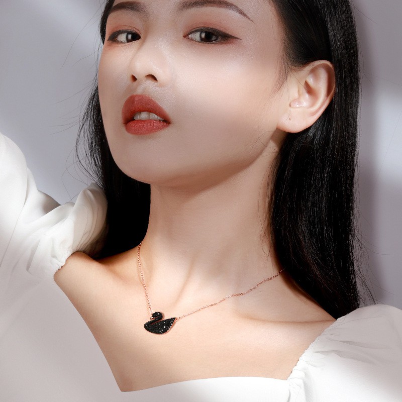 Swan Necklace Kalung Titanium Steel Necklaces Korean Style Swan Necklace Swan Pendant Clavicle Chain Birthday Gift Women