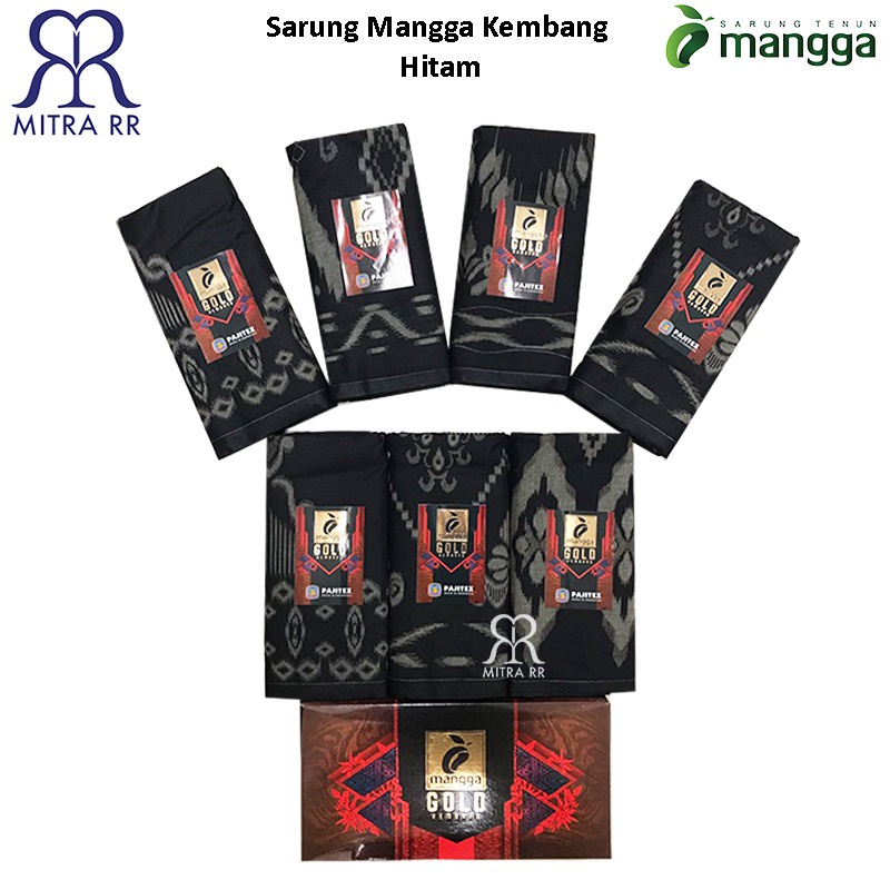 Sarung Mangga Gold Kembang Hitam Sarung Tenun Dewasa Kembang Satuan Grosir