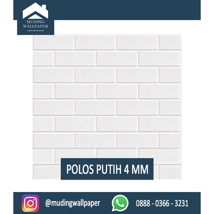 Wallpaper Bata Putih 3D Foam 77 x 70 cm-Polos Putih 4 MM