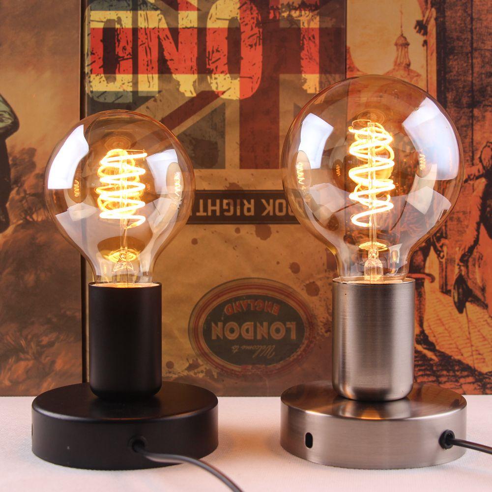 NICKOLAS1 Lamp Holders Industrial Style Simple Dengan Saklar Dan Kawat Metal Bar Decor Aksesoris Lampu Meja