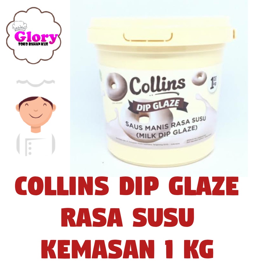 

collins dip glaze 1kg rasa susu/ topping donat/ topping kue