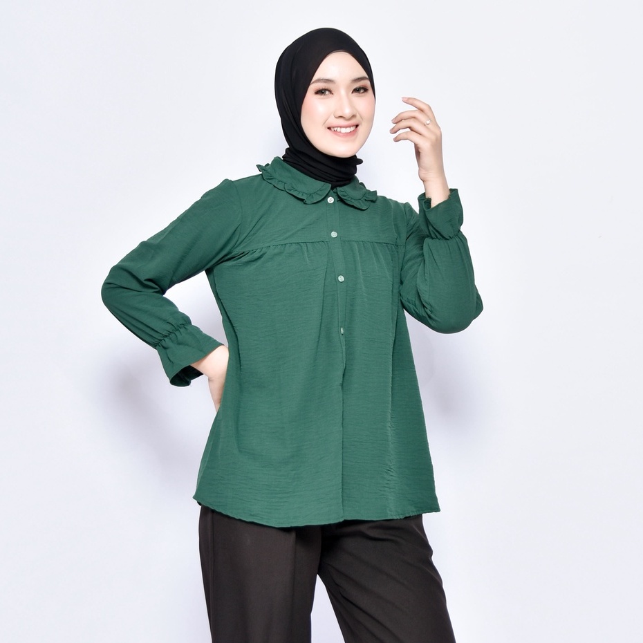 KEMEJA BLOUSE KERAH REMPEL HANSA SWAL KRINKLE SHIRT PREMIUM SHIRT B386