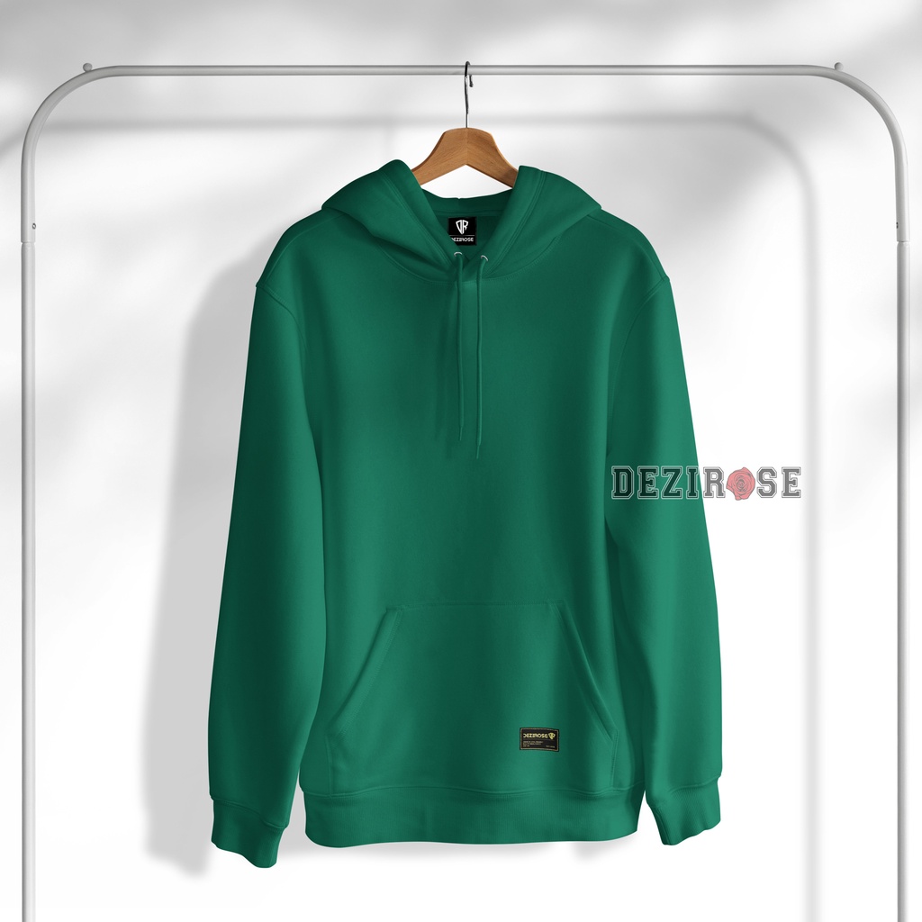 Sweater Hoodie Polos Pria Wanita Bahan Fleece Tebal Premium Quality Size M-XL-*Hijau Botol