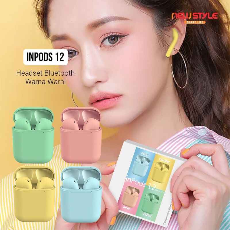 Headset Inpods 12 | i12 Macaron BLUETOOTH DENGAN KOTAK PENYIMPANAN &amp; Lanyard headphone