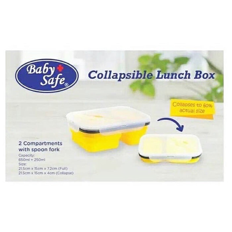 TEMPAT MAKAN MPASI 2 SEKAT SILIKON BABY SAFE SC005 SILICONE COLLAPSIBLE LUNCH BOX 2 PARTS