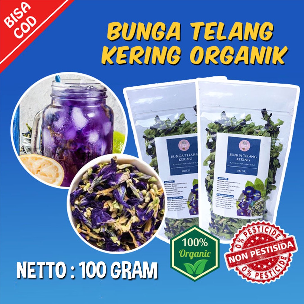 Jual Bunga Kering Teh Telang Ungu Biru Premium Minuman Herbal Alami