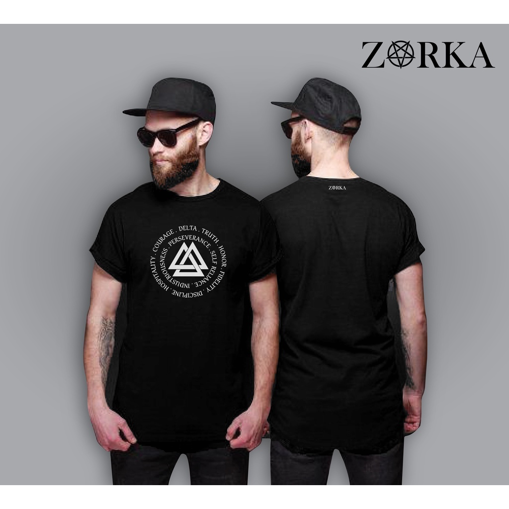 Kaos Distro Pria Original Cowok keren ZORKA APPAREL Free Stiker 3 TRIANGLE MOTIF