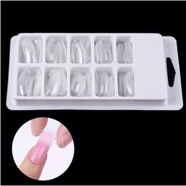 120 PCS Kuku Palsu Dual Form Cetakan Kuku Extension Polygel Fake Nail Natural KU018