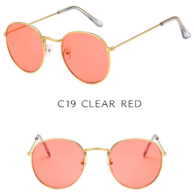 (YUZHU) Bayar di Tempat Korean Ulzzang Retro Besi Frame Candy Color Small Bundar Kacamata Hitam Sunglasses