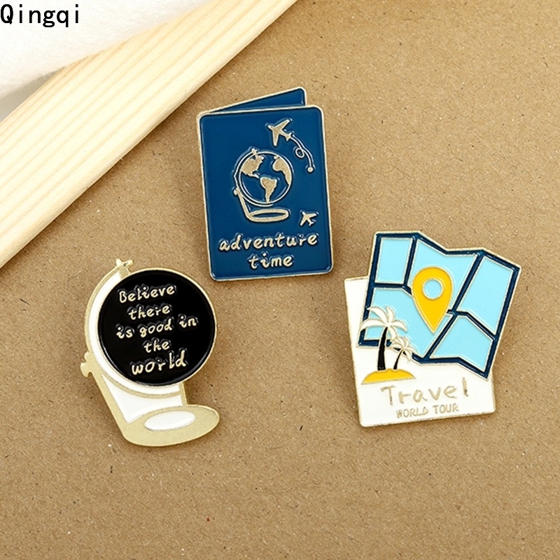 Bros Pin Enamel Desain Peta Dunia Untuk Hadiah