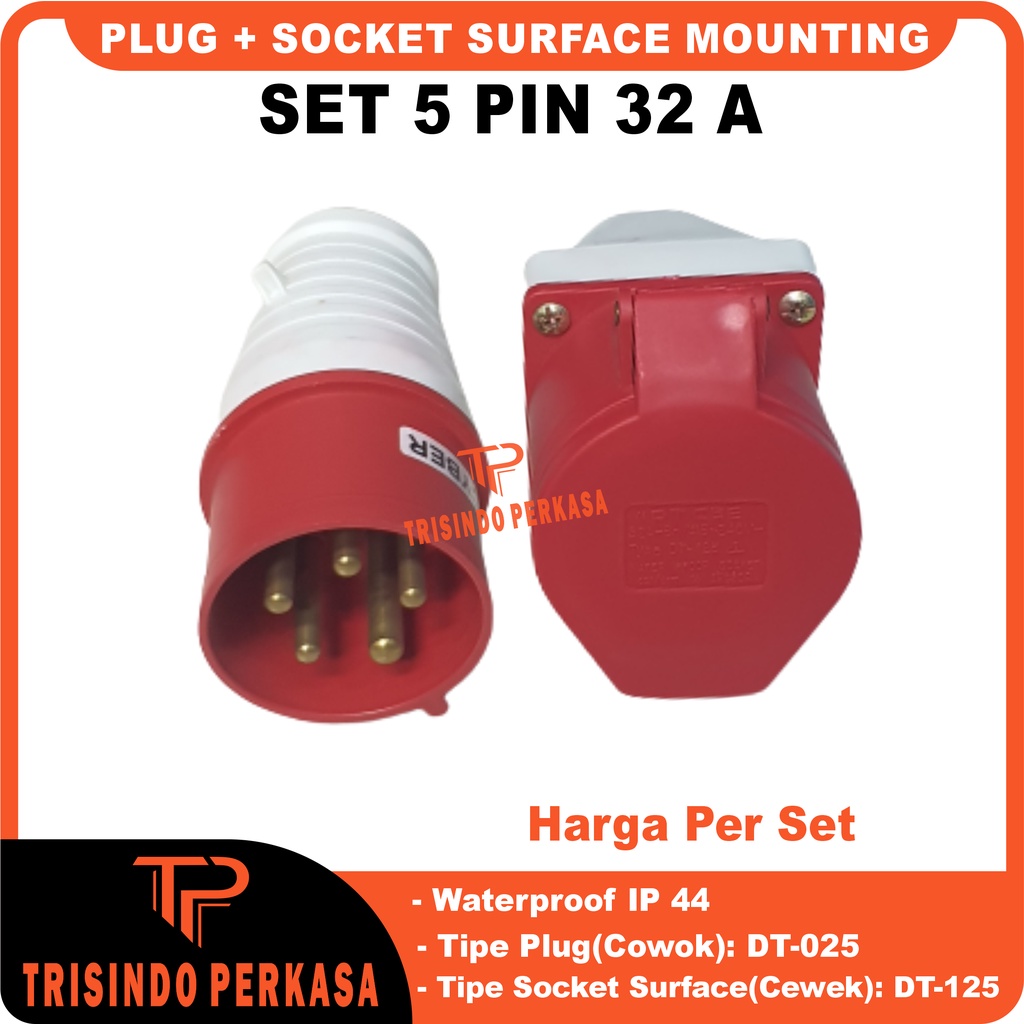 Plug Socket industri/Industry Surface Mounting 5 Pin 5P 32A (025+125)