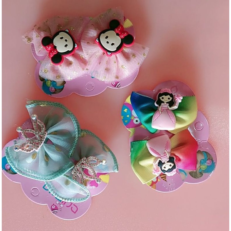 Set 2pcs Jepit Rambut Anak  perempuan Jepitan  Pita anak Renda karakter