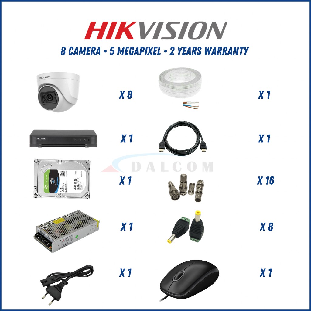 PAKET CCTV HIKVISION 8 CHANNEL 8 KAMERA TURBO HD 5MP-1