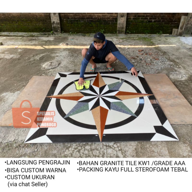 GRANIT MOTIF POLA 160X160 / 80X80 X4 KEPING