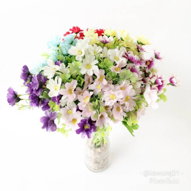 AF37 Bunga Aster Kecil Artificial Dekorasi Rumah Seserahan Wedding