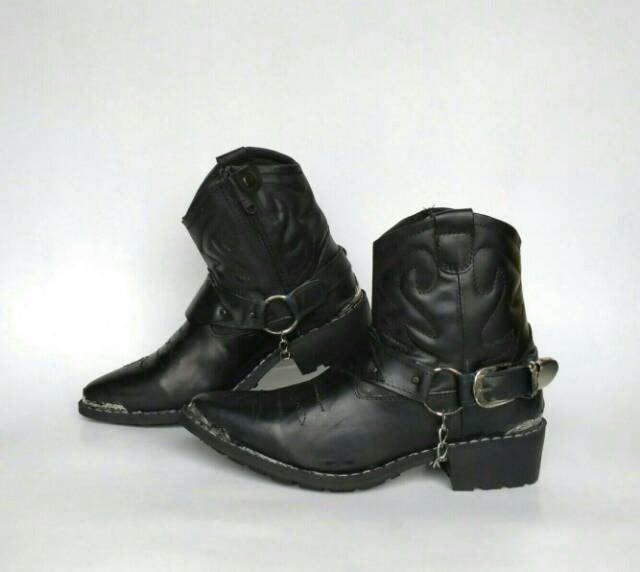 Sepatu Jenggel Boot Kulit Asli Motor Gede Bikers Touring Moge Cowboy Dinas PDH PDL