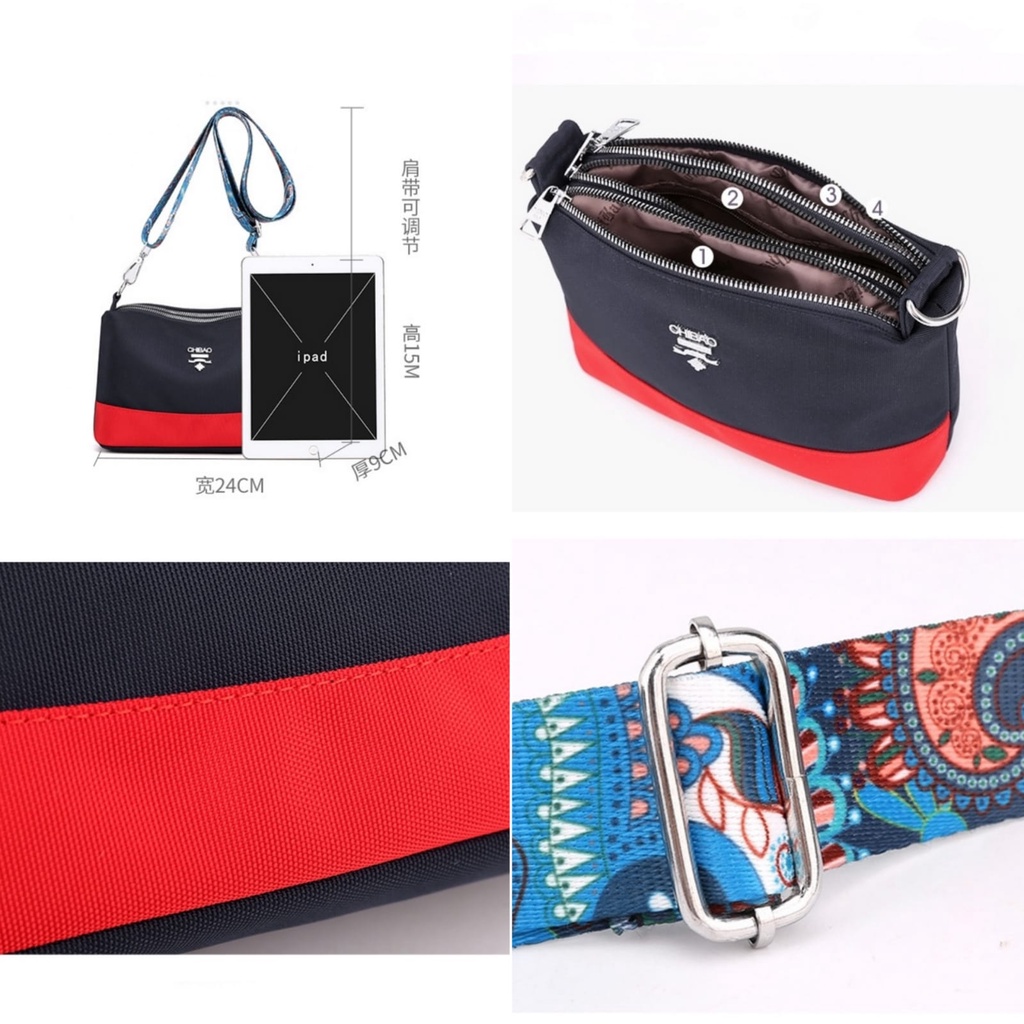 TAS SELEMPANG WANITA CHIBAO SLING BAG CEWEK KOREA ORI IMPORT KANVAS NAVY MERAH AYALA TA626N1 KECIL PREMIUM FASHION REMAJA KEKINIAN MURAH SIMPLE CASUAL BRANDED BATAM