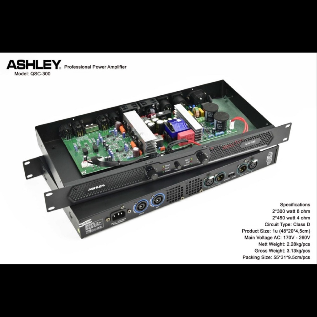 Power amplifier Ashley QSC-300 QSC 300 QSC300 original class D