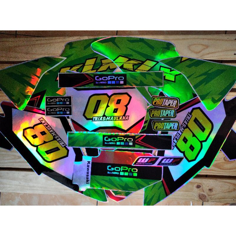 Decal/Stiker KLX Full Chrom Hologram (KLX BF,KLX 150,DTracker, yz) Bisa request desain 01