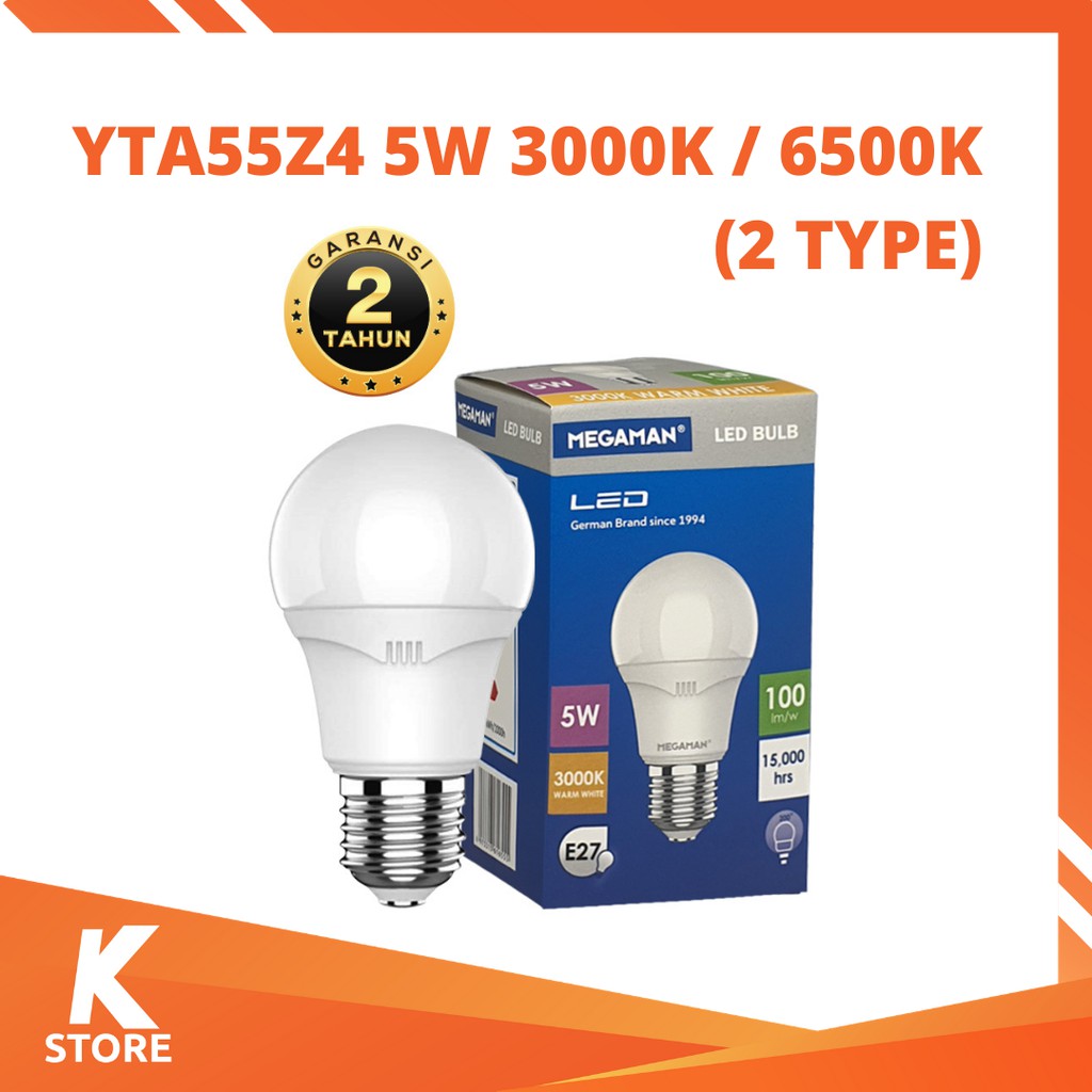 MEGAMAN YTA55Z4 5W 170-240V Lampu Bulb Megaman Bohlam 5 Watt - 3000K / 6500K (2 TYPE)