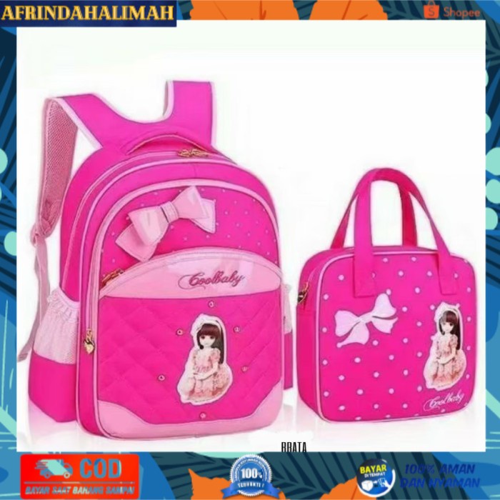 

{TERBARU} Ransel Sekolah Set 2in1 / Tas Sekolah Anak SD / Ransel Sekolah Anak - Pink