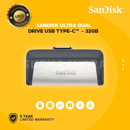 Sandisk Flashdisk 32GB Ultra Dual Drive USB Type C OTG - SDDDC2-032G